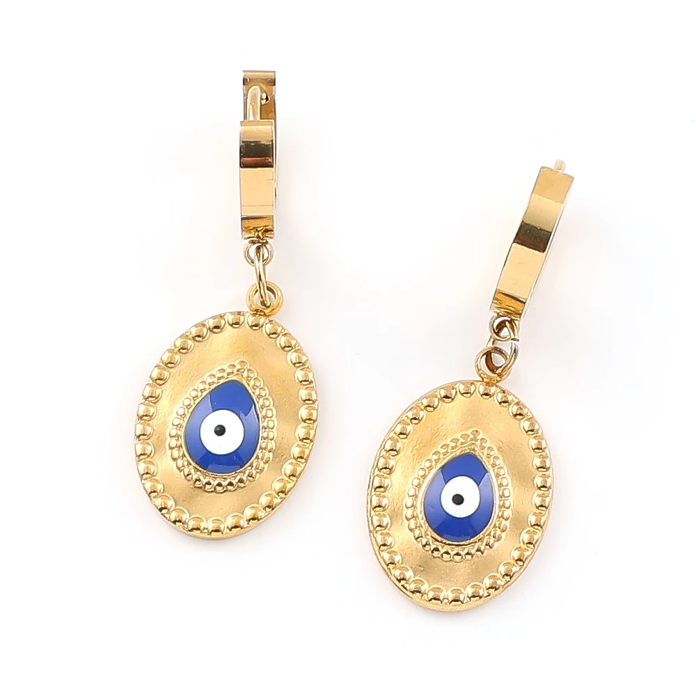 

Vintage Blue Devil Eye Water Drop Pendant Dangle Earrings For Women Stainless Steel Gold Color Turkish Eye Earring Jewelry Gift