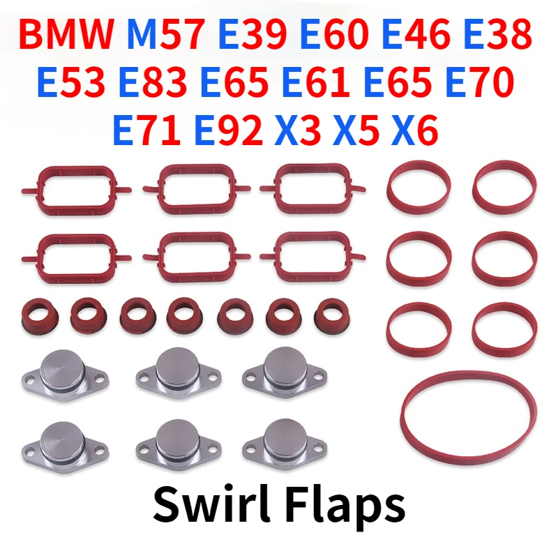 

Swirl Flap Blanks Plate Intake Inlet Manifold Gasket Seal For BMW M57 E39 E60 E46 E38 E53 E83 E65 E61 E65 E70 E71 E92 X3 X5 X6