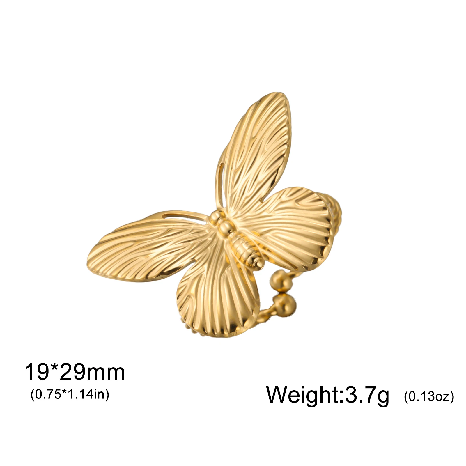 COOLTIME فراشة حلقة مفتوحة الإناث الفولاذ المقاوم للصدأ الذهب اللون قابل للتعديل الاتجاه جماليات المجوهرات هدية بالجملة 2025 جديد