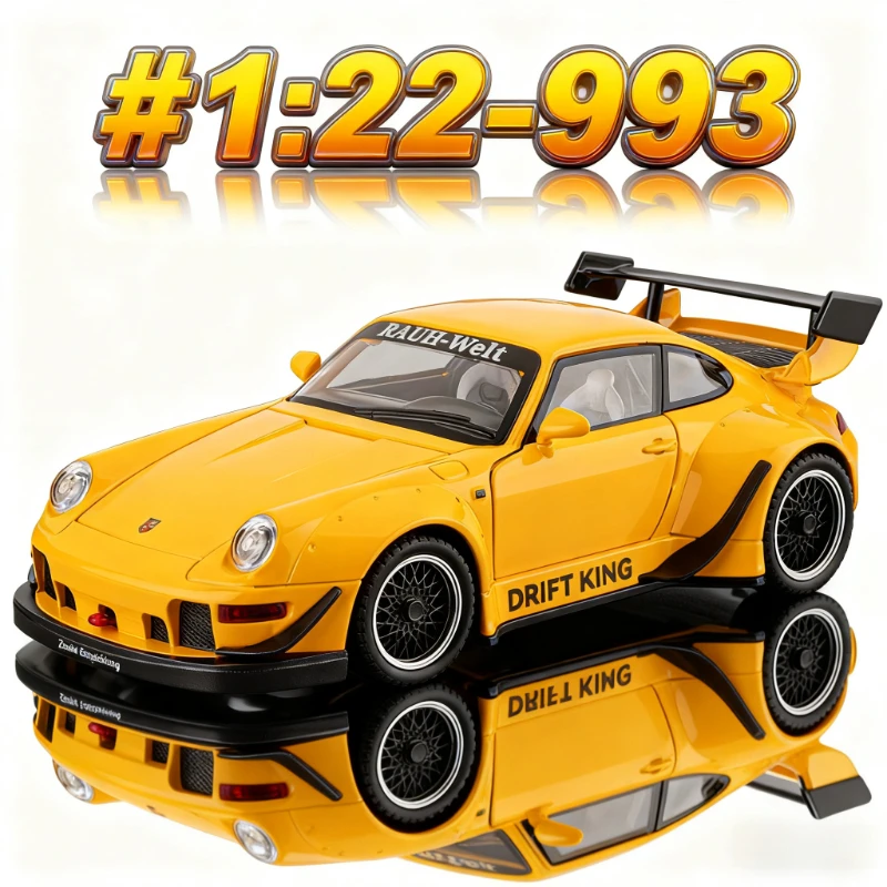 

1:22 RWB 993 Имитационная модель спортивного автомобиля, литая под давлением игрушка из сплава, Коллекционная модель с орнаментом, детский подарок