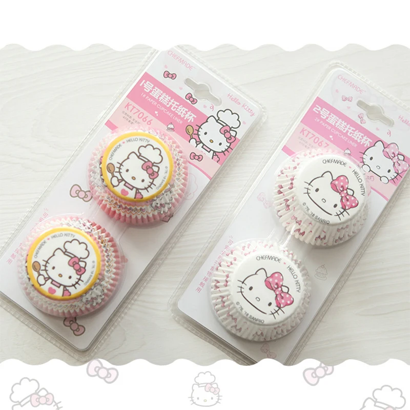 Cute Hello Kitty Sanrio Cake Paper Anime High Temperature Resistance Paper Cup Baking Packaging Kitchen Supplies 100 Pcs/Set