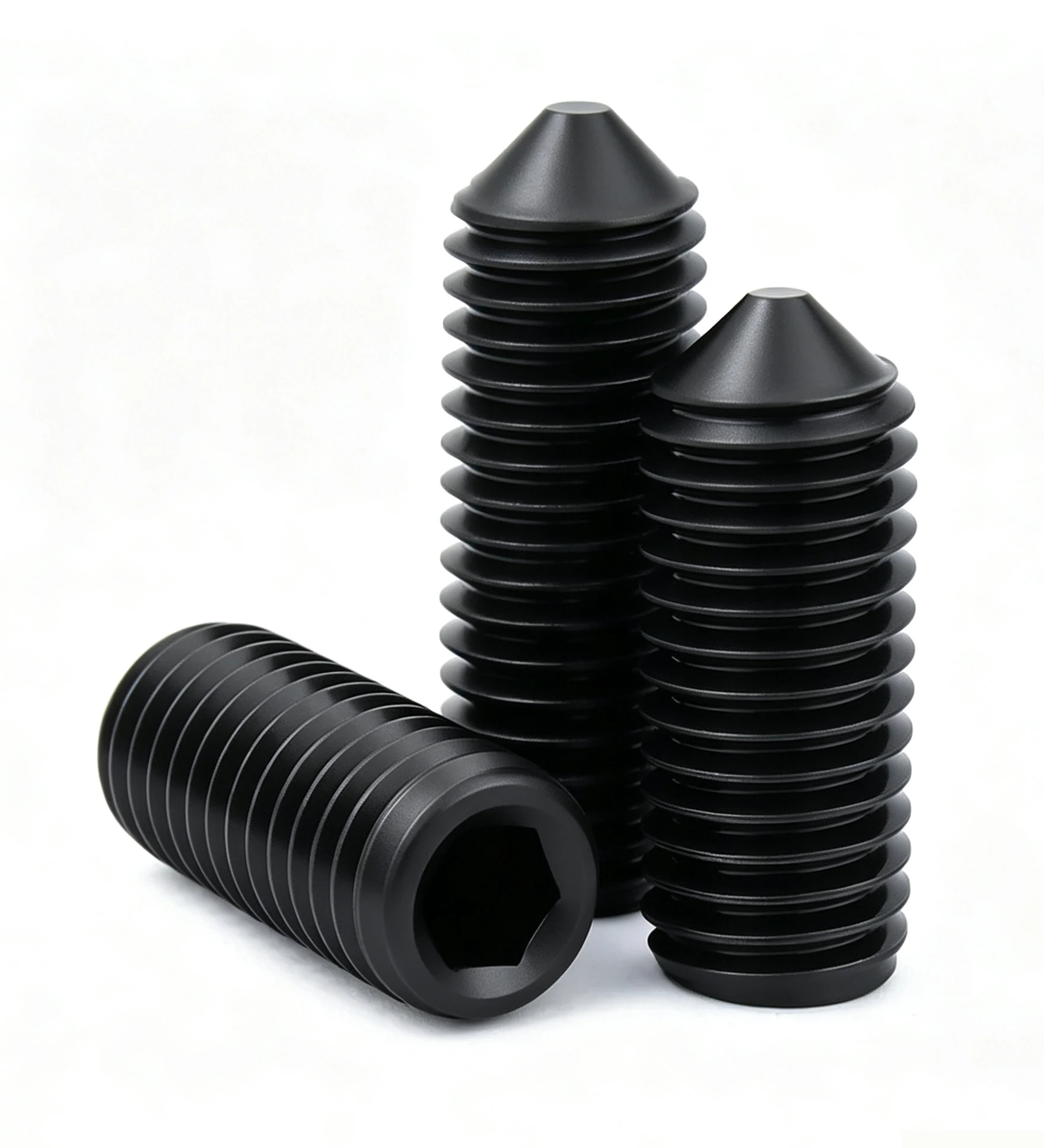 M2 M3 M4 M5 M6 M8 Black 12.9 Grade Steel Hex Hexagon Socket Tapered End Grub Headless Bolt Cone Point Flat Point Set Screw