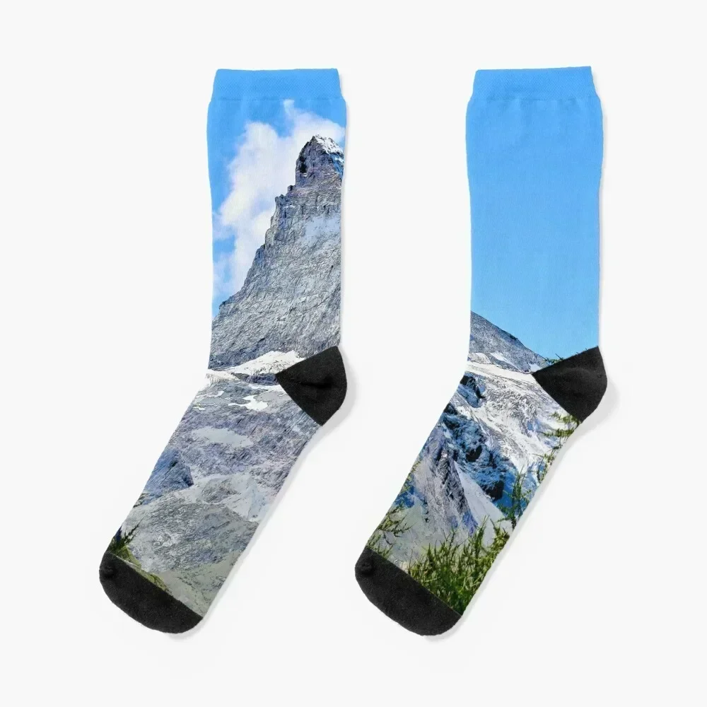 

Matterhorn Zermatt Switzerland // Mountain Landscape Socks sports and leisure Stockings man golf Designer Man Socks Women's