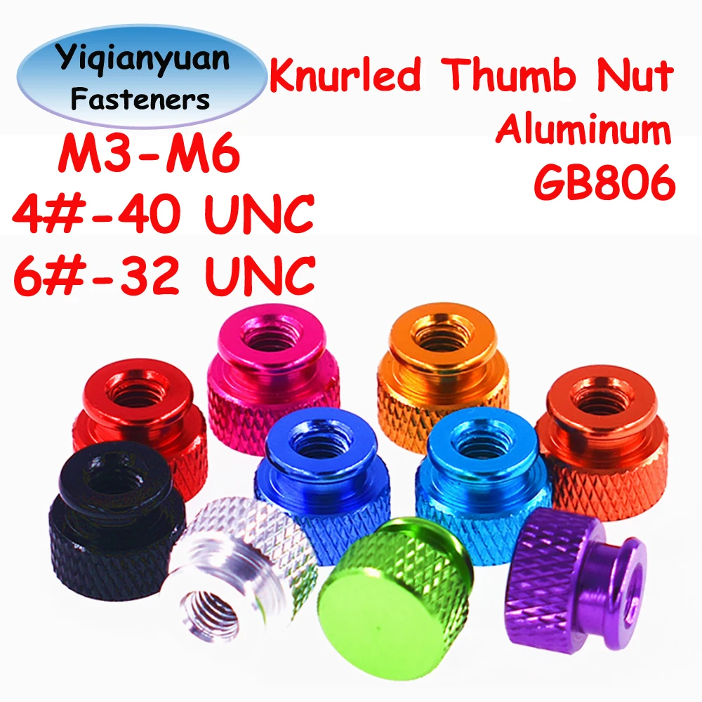 

Yiqianyuan 5 шт. GB806 M3-M6 UNC 4 # -40 6 # -32 Гайки с накатанной головкой, цветные алюминиевые винты с глухим отверстием, затягивающиеся вручную для 3D-принтеров