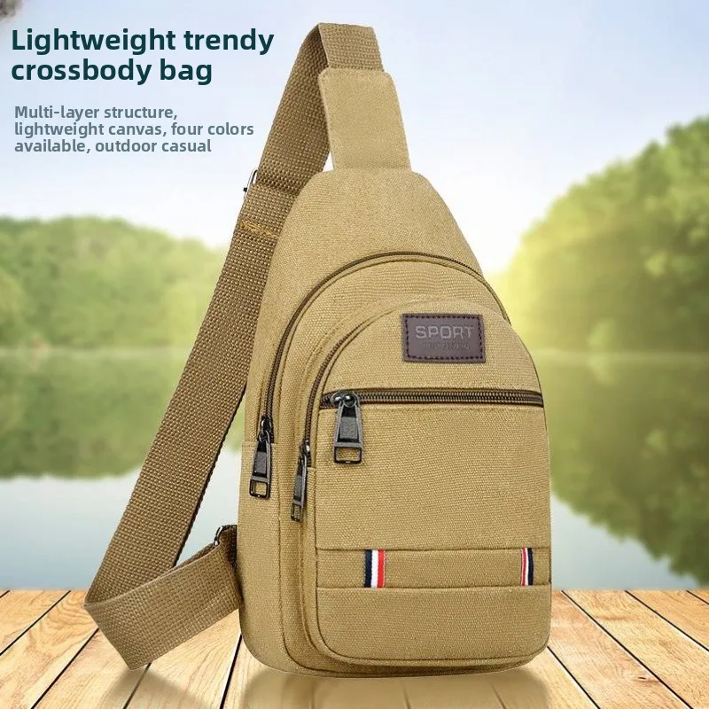 

2026 New Men's Fashion Canvas Backpack Single Shoulder Bag Multi-Functional Sporty Crossbody Bag Soft Handle Casual Style