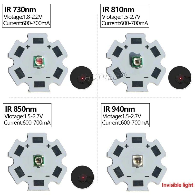 Imagem -03 - Lâmpada de Radiação Infravermelha de Alta Potência Led Beads Emissor Luz Lanterna Laser Visão Noturna c ir 730 850 940nm 3w 3535