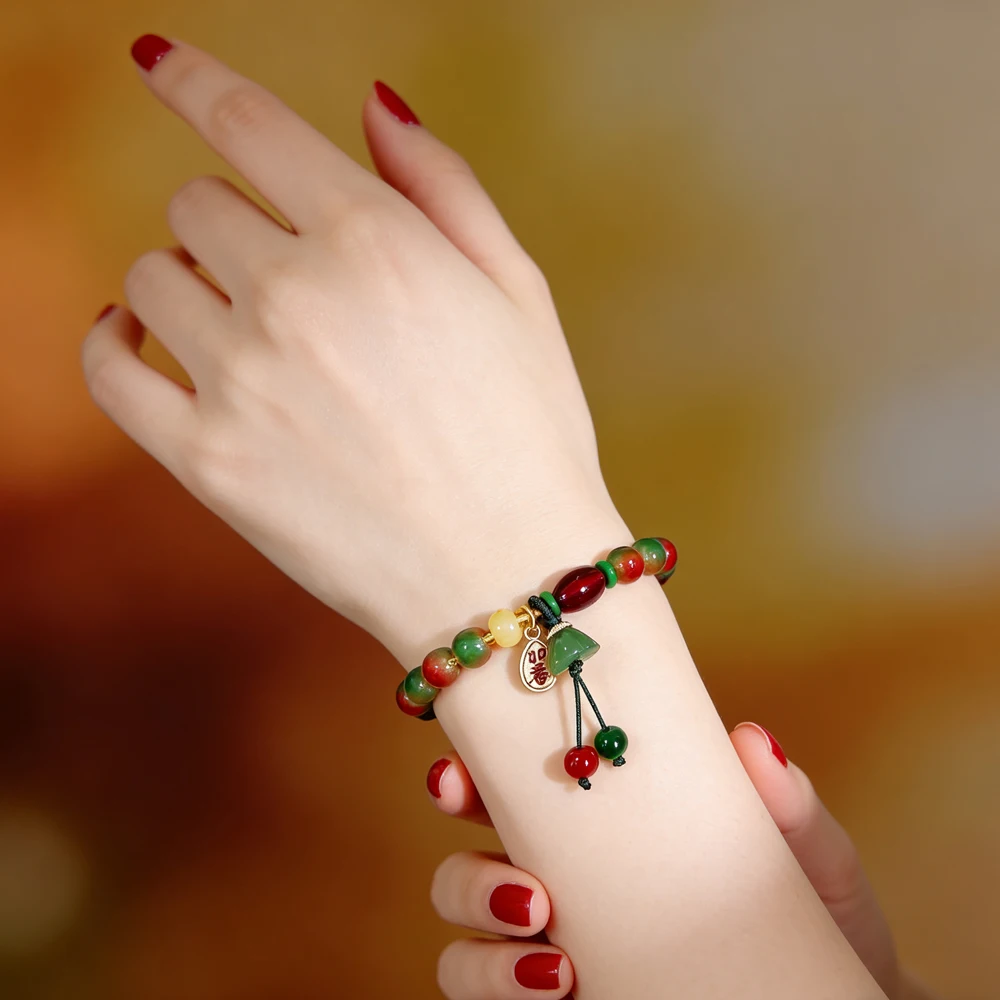New Chinese Style Colorful Beaded Bracelet For Women Vintage Natural Stone Ethnic Handmade Chain Hand Rope Bracelet Jewelry Gift view 3