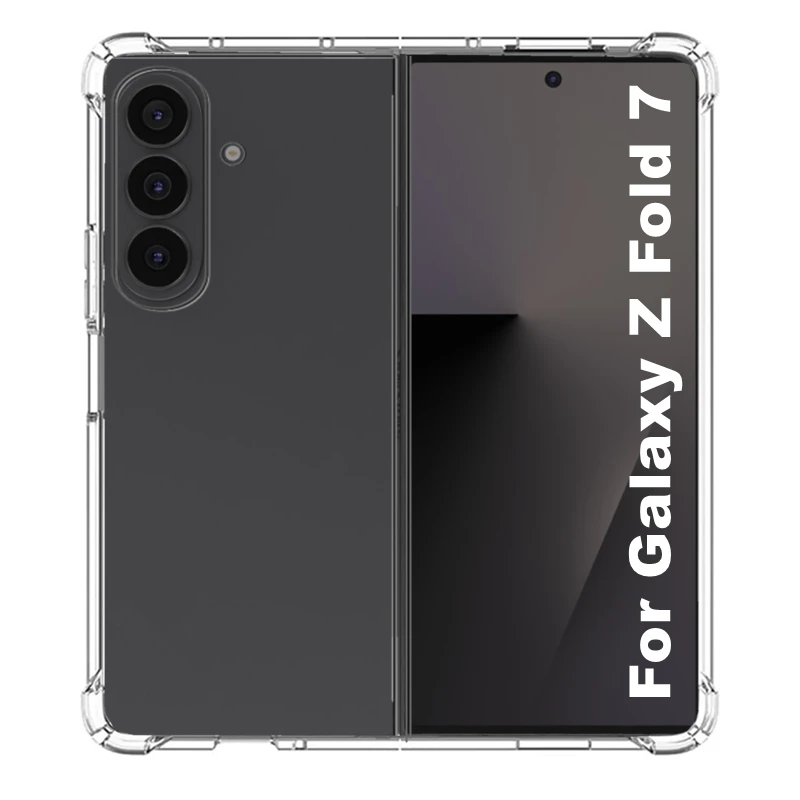 

Прозрачный чехол Fold7 для Samsung Galaxy Z Fold 7 5G Zfold7, ультратонкий прозрачный корпус, противоударный угловой защитный чехол, булочка