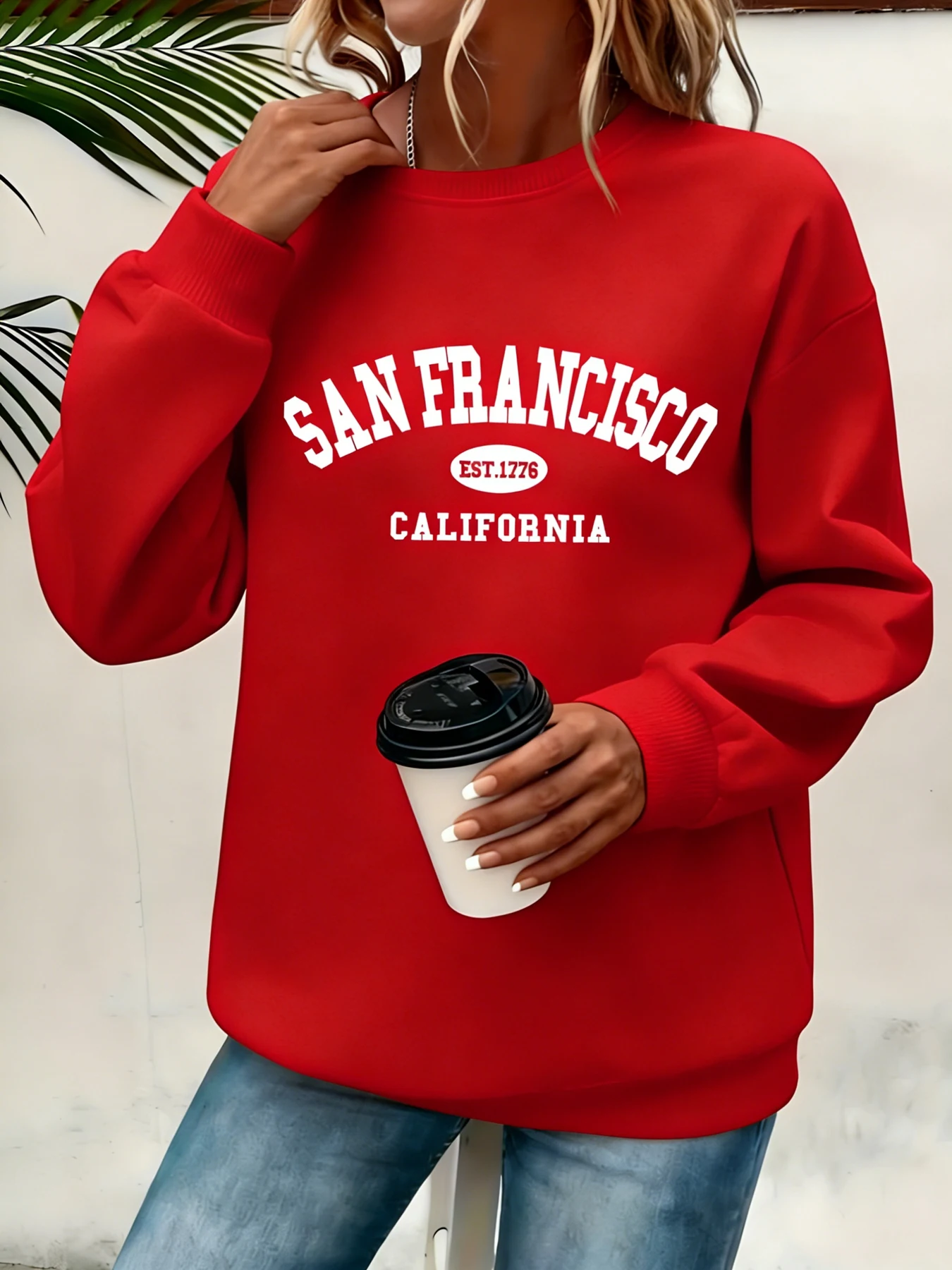 Sweat-shirts pour femmes San Francisco EST.1776 Badge California Text Pullover Retro Cozy Casual Clothing Winter Warm Fleece Hoody