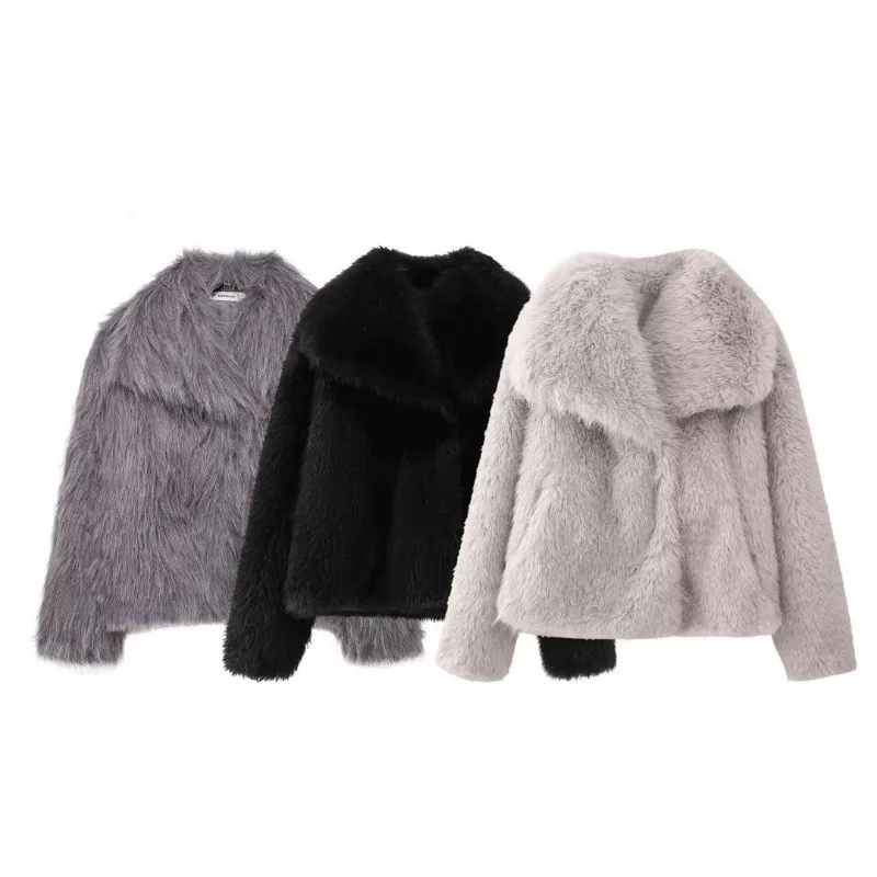 Neo Mint 2024 Winter Faux Fur Coat Women Brand Fashion Fluffy Fox Fur Outerwear Overcoat Girl Street Style Furry Warm Jacket