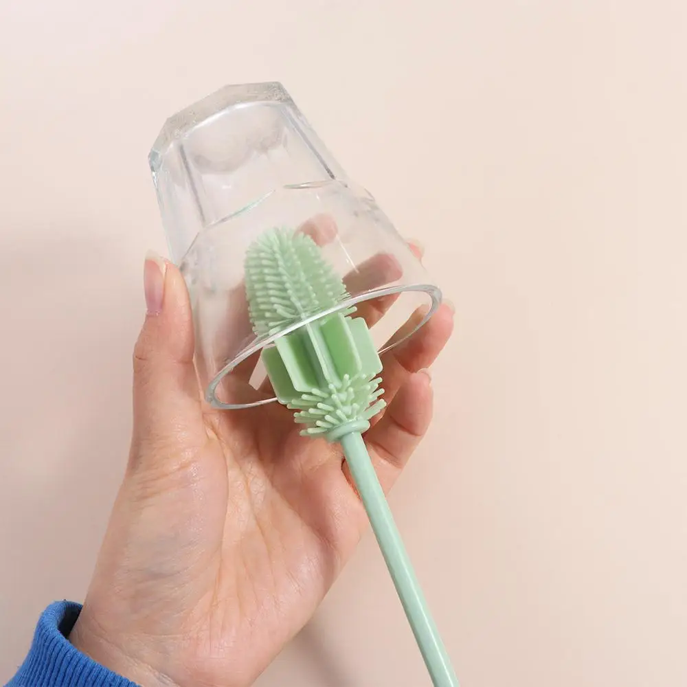 

No Dead Corner Silicone Cup Brush Long Handle Portable Cup Scrubber Multipurpose Glass Cleaner Groove