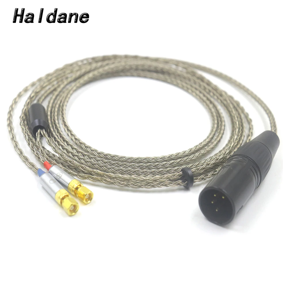 Haldane Gun-Grey 16Cores Silver Plated Graphene Headphone Upgrade Replace Cable for (Screw) Hifiman HE6 HE5 HE400 HE500 HE600