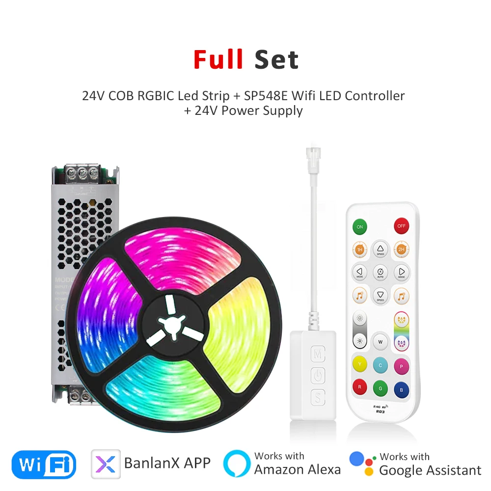 5M 10M 15M 20M Wifi RGBIC LED Strip Light 24V COB WS2811 Pixel Flexible Ribbon FairyNest APP IR Remote Alexa Voice Control Lamp image 3