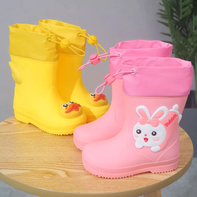 New Children Boys Girls Fashion Cartoon Rain Boots Non-slip PVC Kids Rainboots Waterproof Water Shoes Wellies