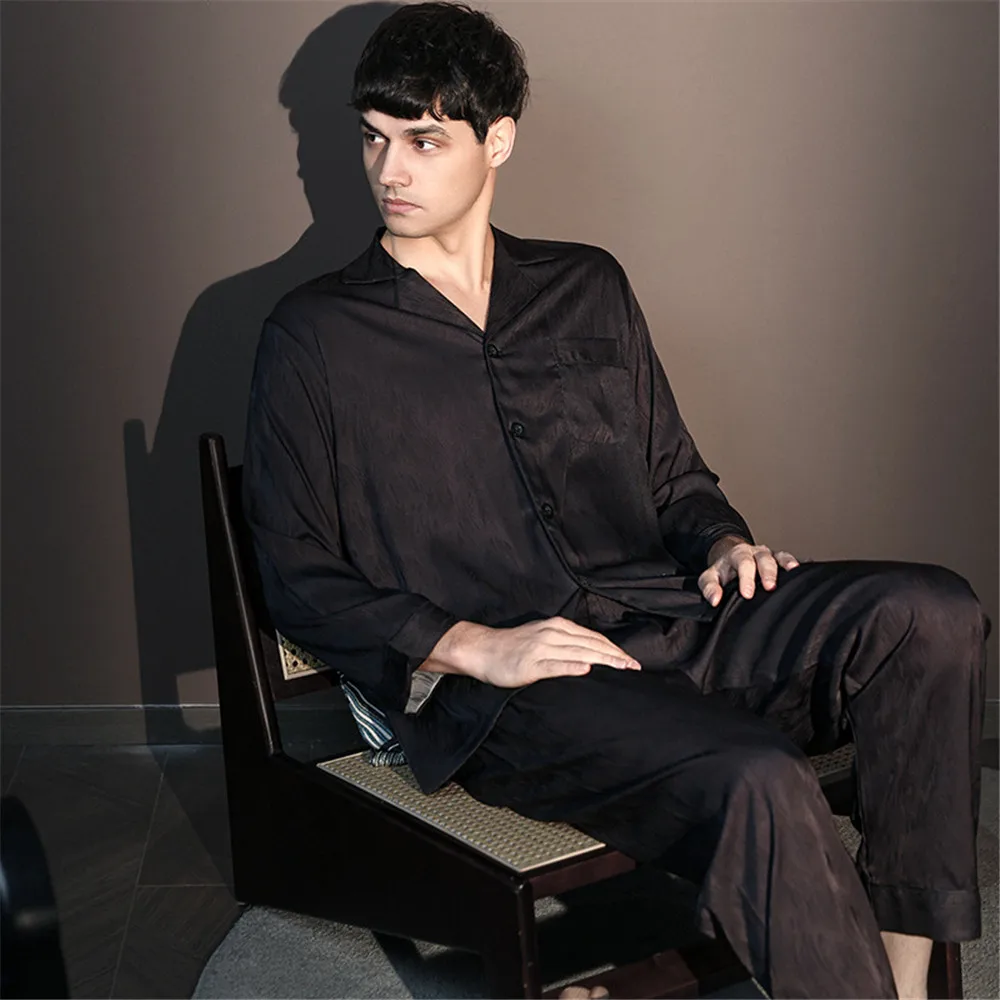 

Men's Pajamas Long Sleeves Summer Home Clothes men's Casual Thin Cardigan Can Wear Out Two Suits