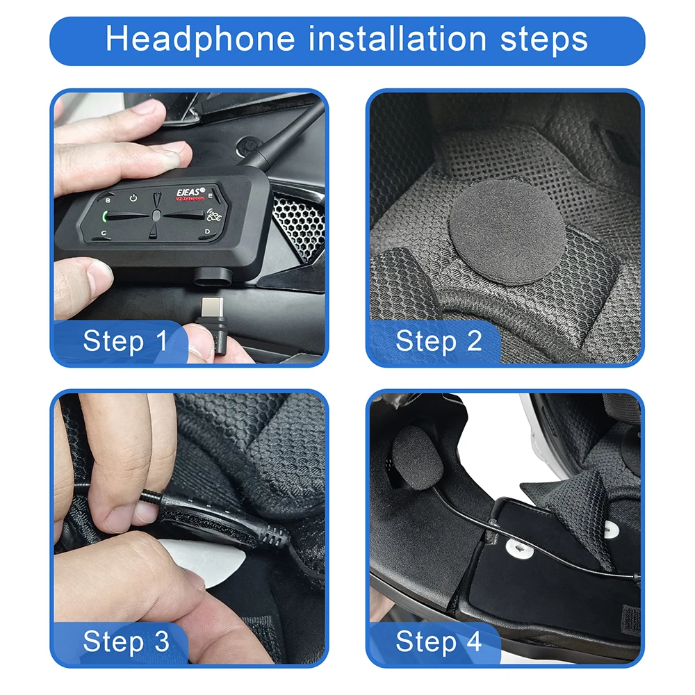 EJEAS V7 Bluetooth мотоциклетный домофон, шлем, гарнитура, 7 гонщиков, домофонный коммуникатор, 1200 м, шумоподавление, руль, пульт дистанционного управления
