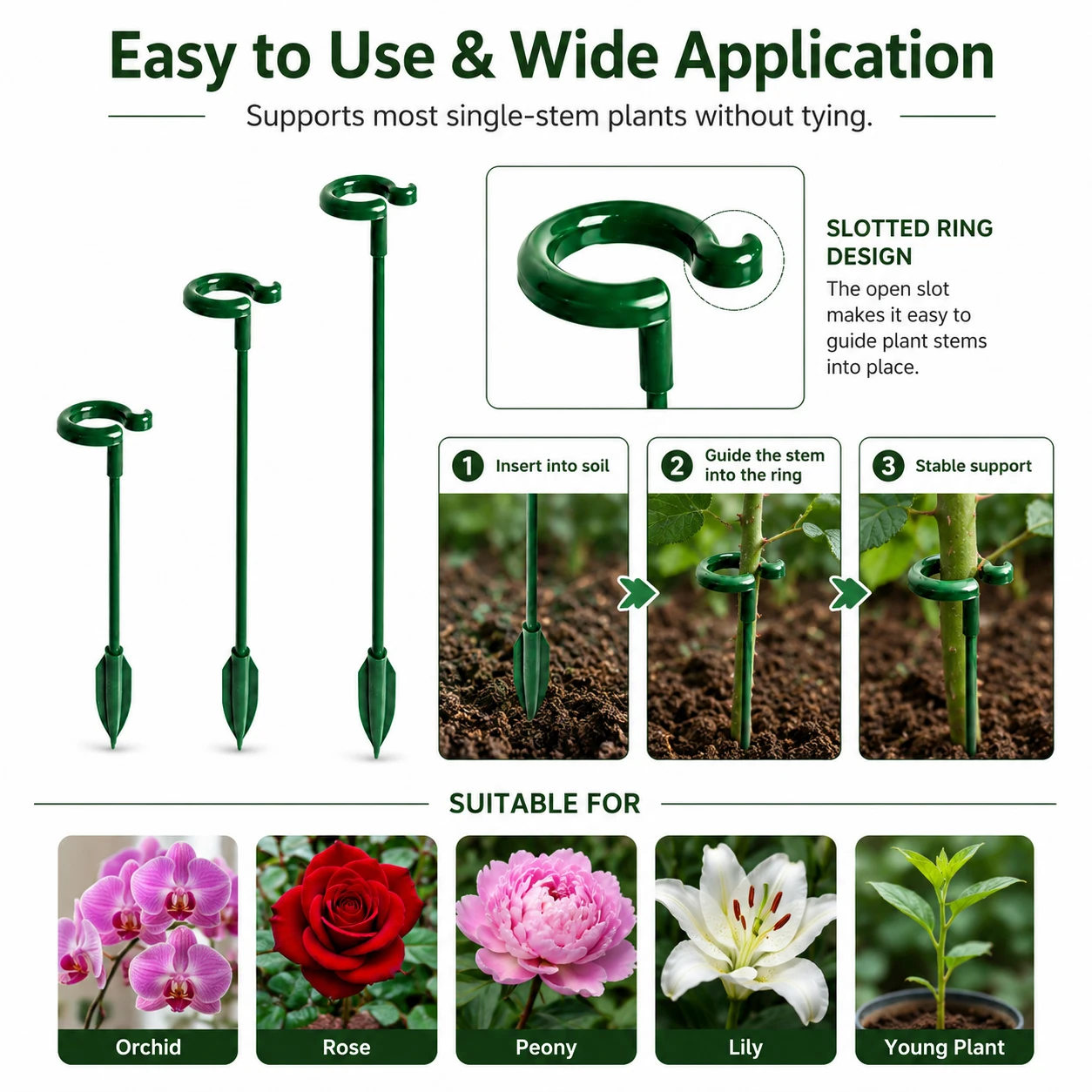 5-30Pcs Plant Support Stakes, Reusable Plastic Flower Holder Stand Garden Trellis Climbing Vine Cage Frame Fixing Bracket