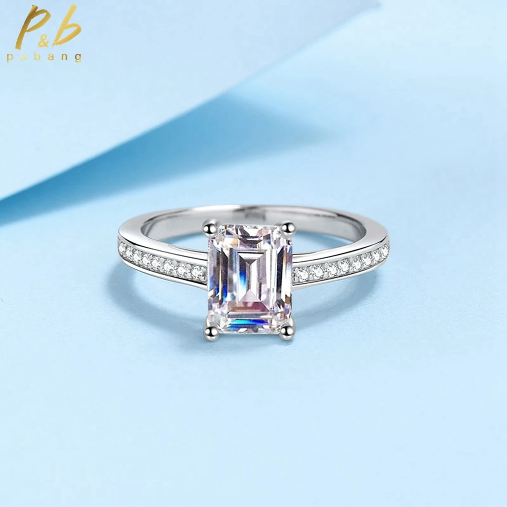 

PuBang Fine Jewelry Solid 925 Sterling Silver 2CT Radiant/Emerald Cut Moissanite Diamond Ring for Women Party Gift Free Shipping