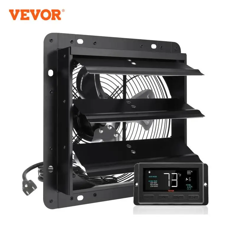 VEVOR Shutter Exhaust Fan with Temperature Humidity Controller Ventilation and Cooling for Greenhouses Garages Sheds ETL Listed