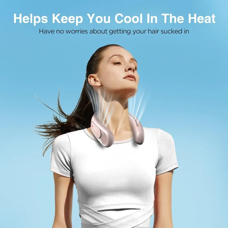 Neck Fan, Hands Free Bladeless Neck Fans Portable Rechargeable, 6000 mAh Battery Operated Wearable Personal Fan,