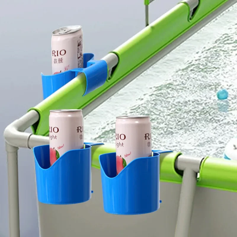 

2026New Model Blue Poolside Hanging Cup Holder No Drill Strong Grip Storage Rack Swimming Pool Hot Tub Patio Accessory