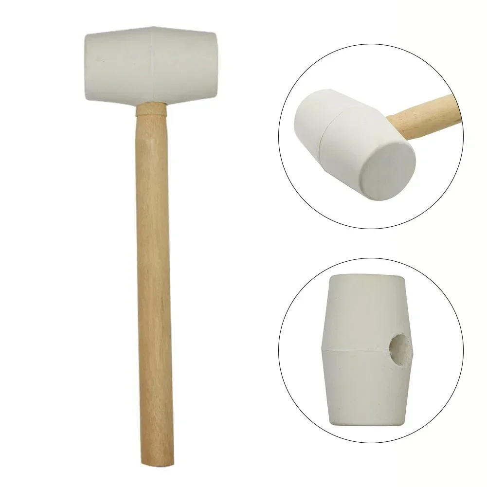 250g White Rubber Hammer Mallet Wood Handle For FloorTile Installation Decoration Rubber Hammer Hand Tools Workshop Equipment