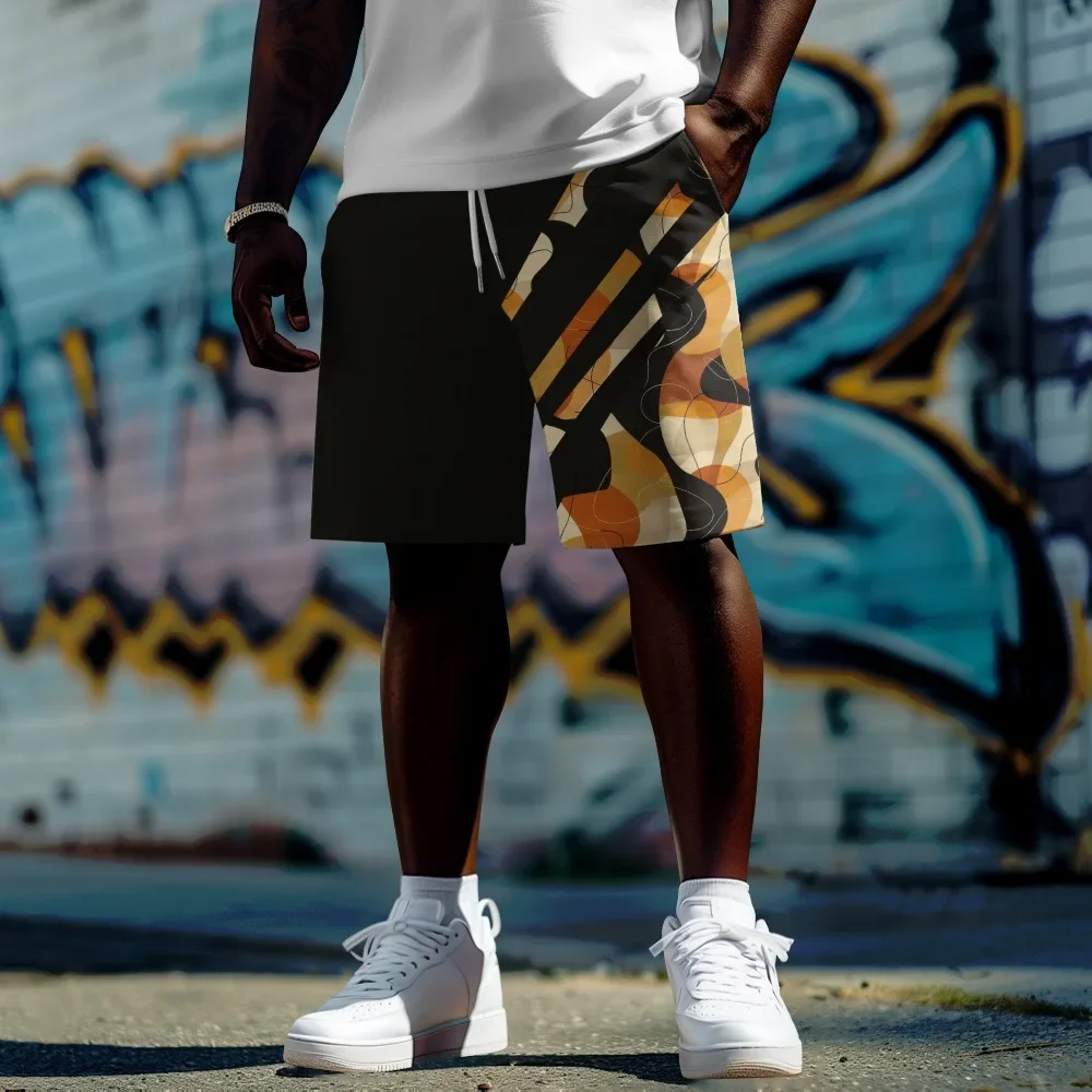 

Geometric Stripes Beachwear Sports Shorts Summer Cool Boys Knee Length Men Streetwear Funny Couple Casual Board Short Plus Size