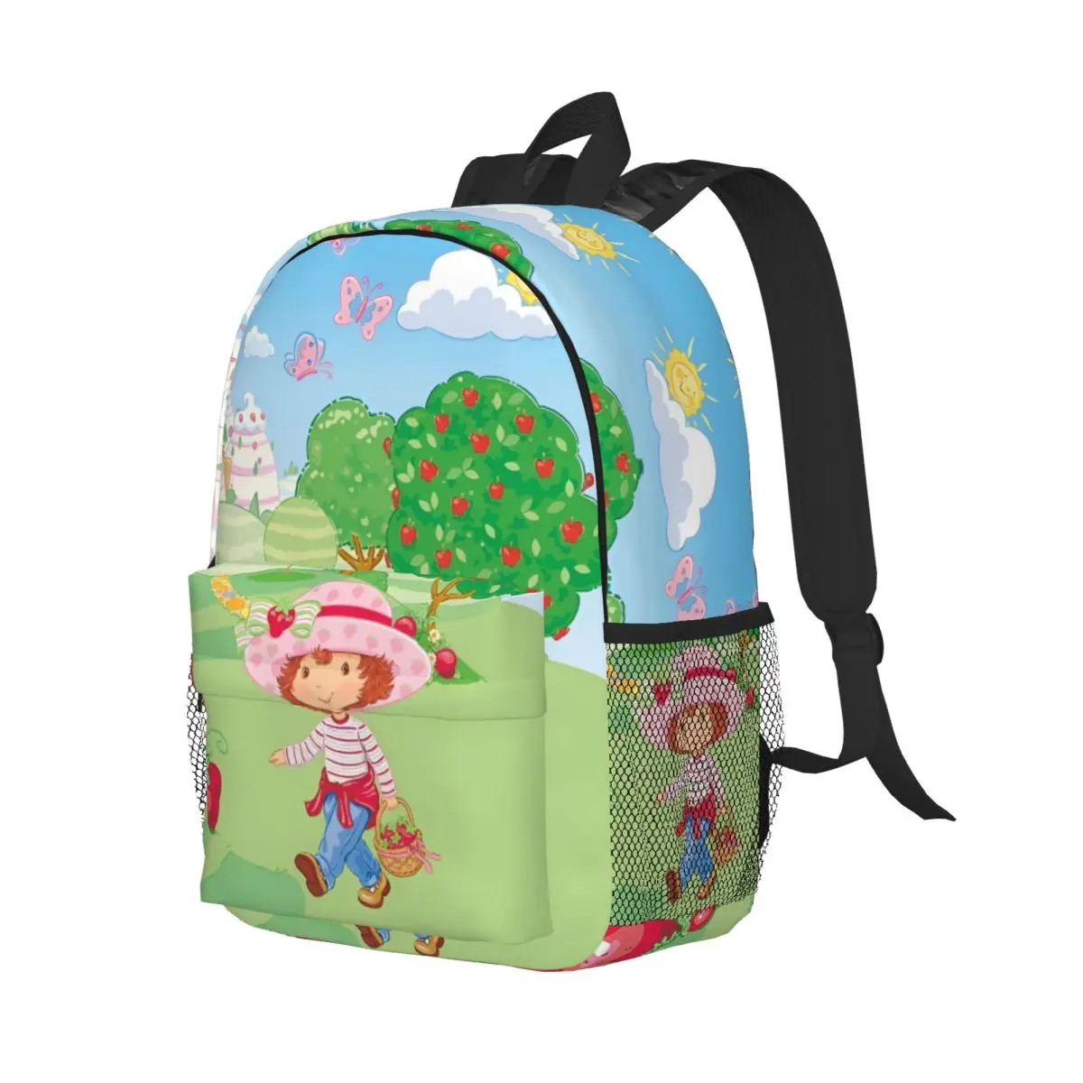 Cute-Cartoon-Strawberry Student School Bookbag Canvas Daypack Elementary High College Travel Bags 15in