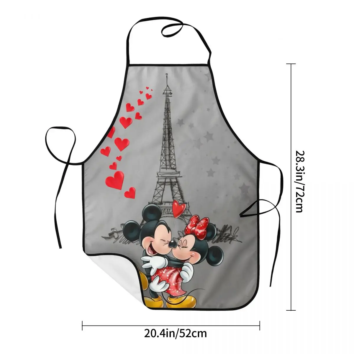 Custom Mickey Mouse Minnie Mouse Apron Women Men Unisex Bib Eiffel Tower Love Cooking Kitchen Tablier Cuisine Chef Gardening