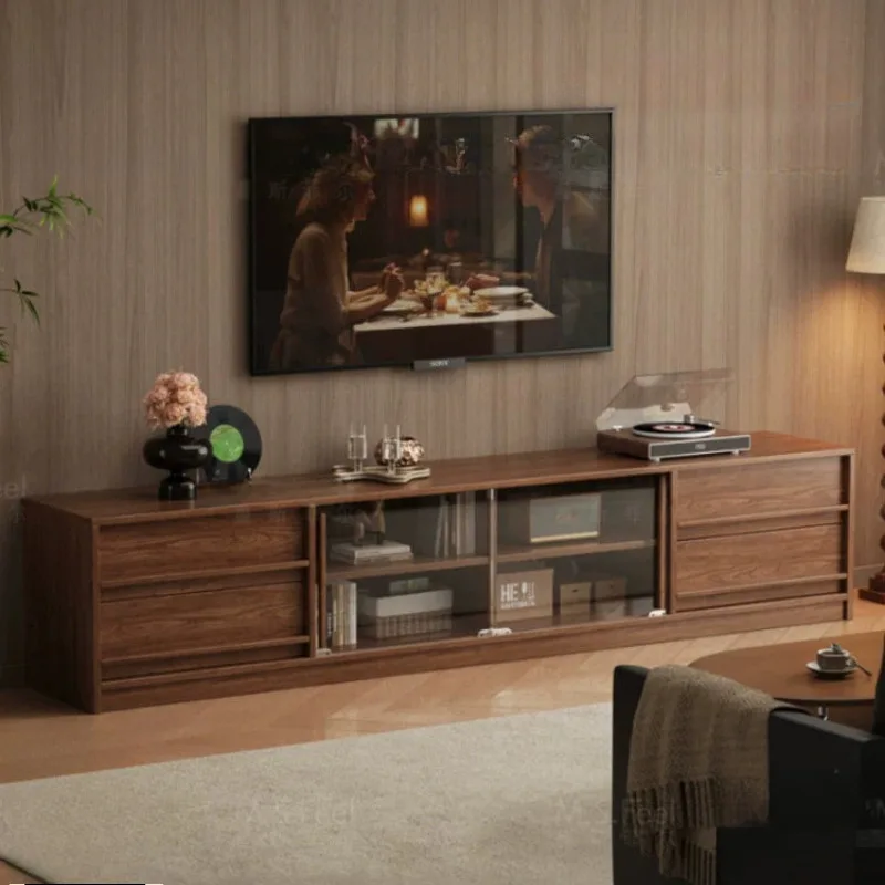 Classic Modren Tv Cabinet Living Room Dark Brown 200Cm Japanese Living Room Tv Stands Luxury Mueble Televisor Furniture For Home