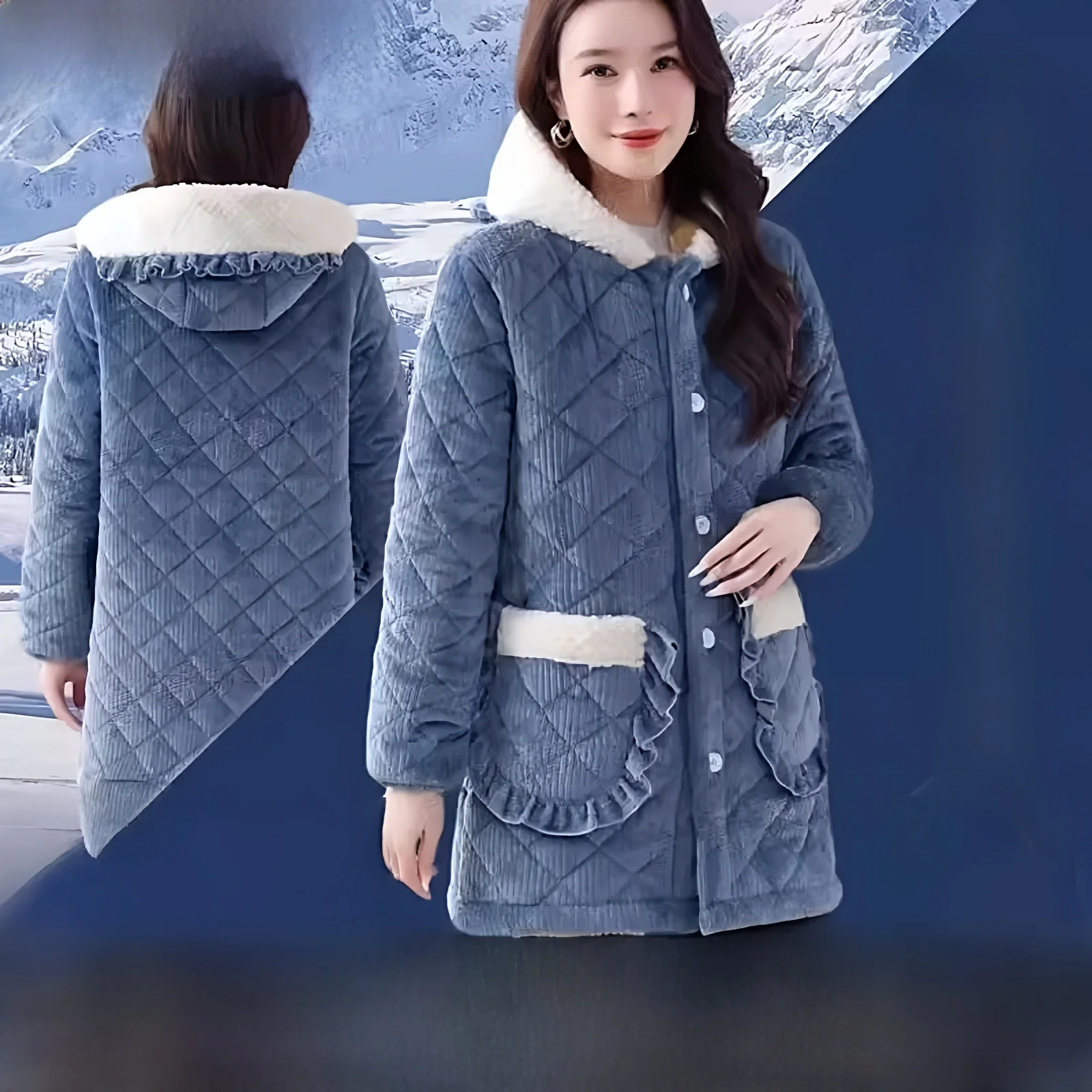 

Women's Fleece Lined Triple Layered Extra Thick Apron Winter Workwear Special Thickened Design Non-Disposable Household Clean...