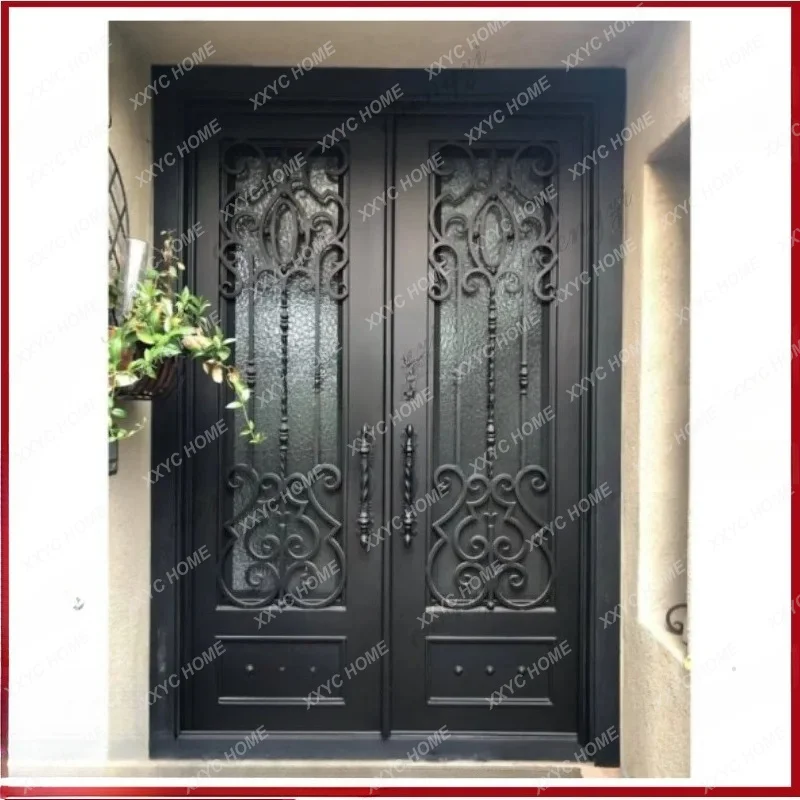 XX Customization Custom Modern Exclusive Door Exterior Front Entrance Security Luxury Decorative Wrought Iron Double Doors