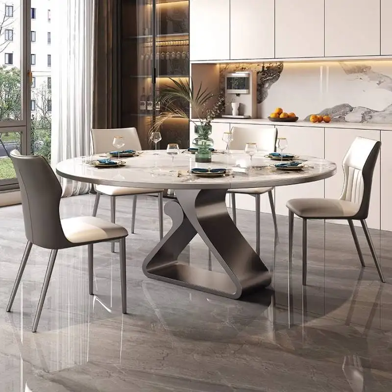 

Unique Decorations Dining Tables Chairs White Luxury Round Dining Tables Set Nordic Expandable Mesas Comedor Furniture For Home