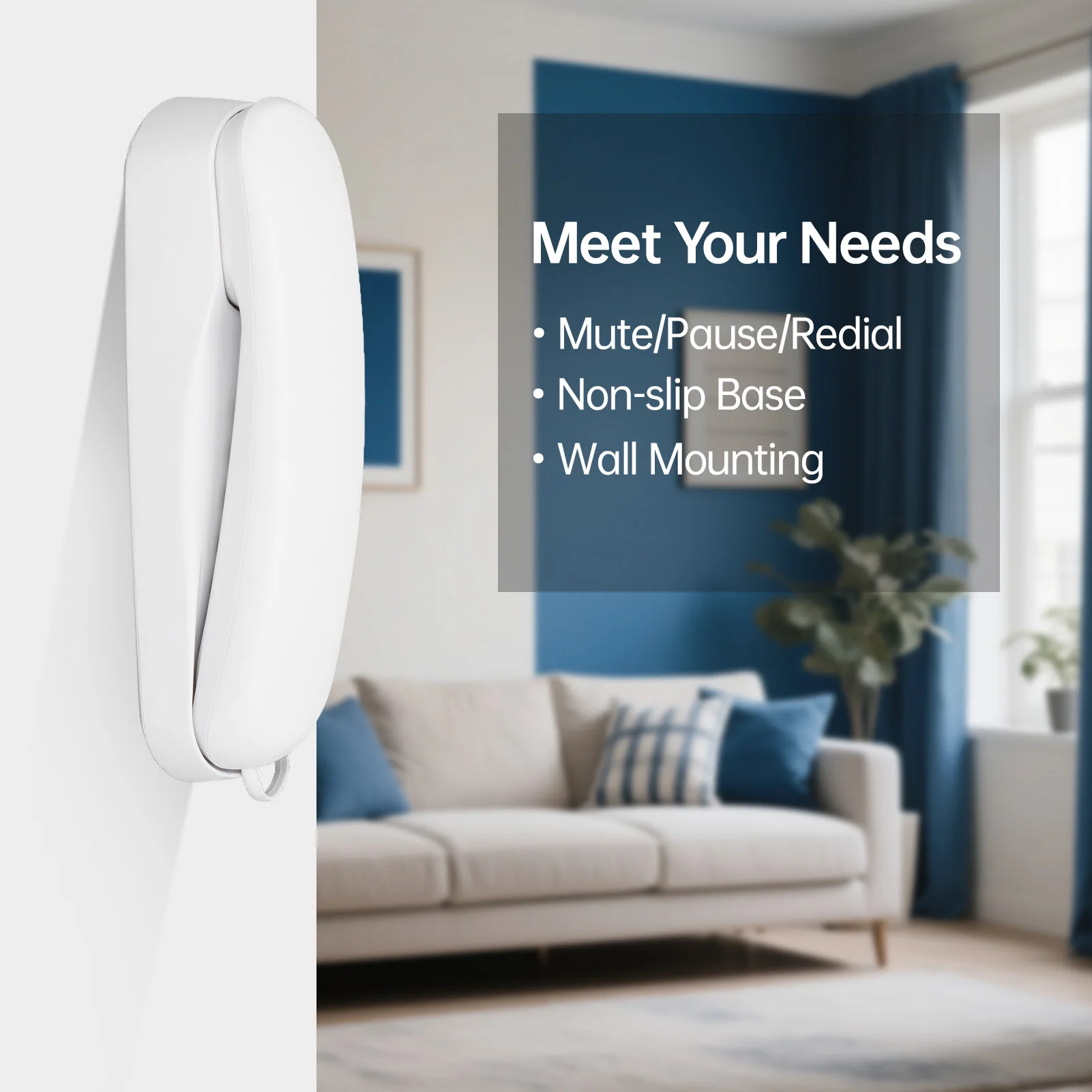 Mini Office Phone Desktop Wall-Mounted Phone Home Landline Phone Fixed Wired Telephone Hotel Extension Phone