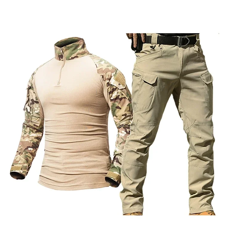 Uniformi tattiche IL Set di magliette tattiche uniformi da caccia abbigliamento softair mimetico escursionismo tuta tattica Multicam nero