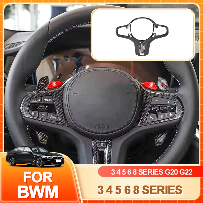 

Glasses Holder Hot Carbon Fiber Car Steering Wheel Panel Decoration Cover Trim For BMW 3 4 5 6 8 Series G20 G22 G26 G29 G30 G
