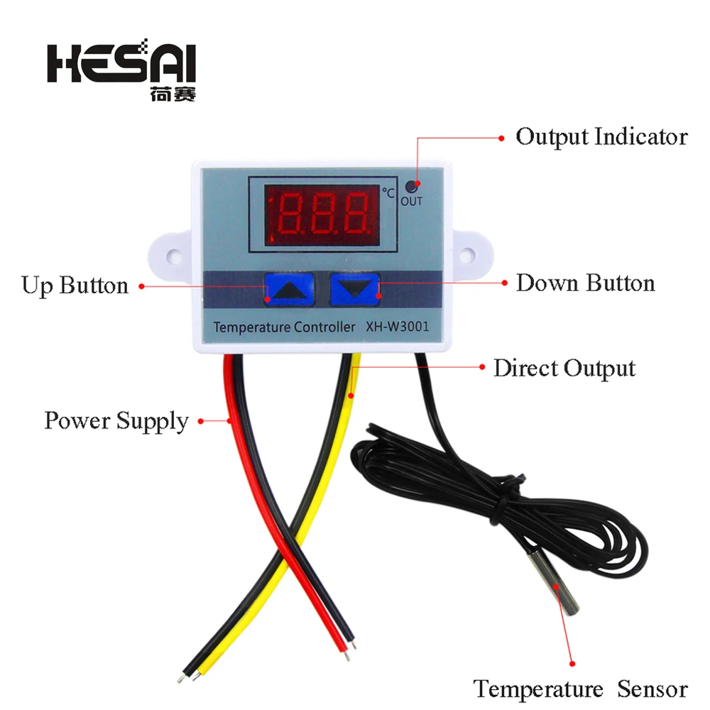 

XH-W3001 Digital Temperature Controller Thermostat W3001 110V 220V 12V24V Arduino Cooling Heating Switch Thermostat NTC Sensor