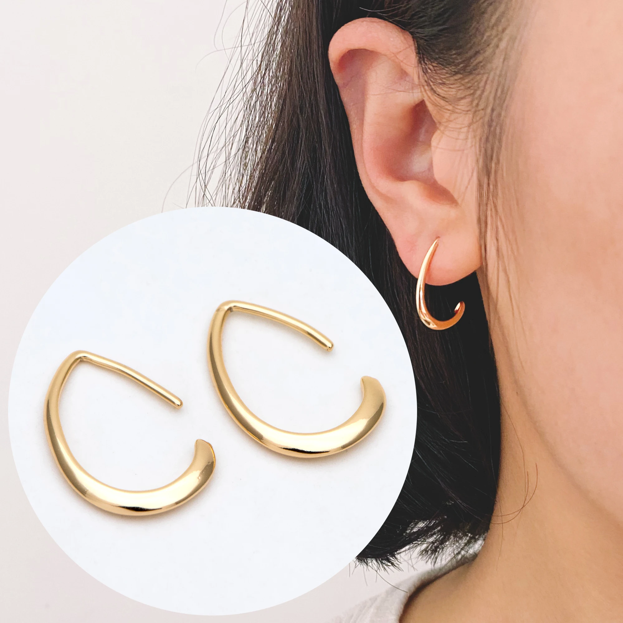 

10pcs Gold Plated Brass Teardrop Ear Hooks, Simple Earwires Earring Components (GB-3022)