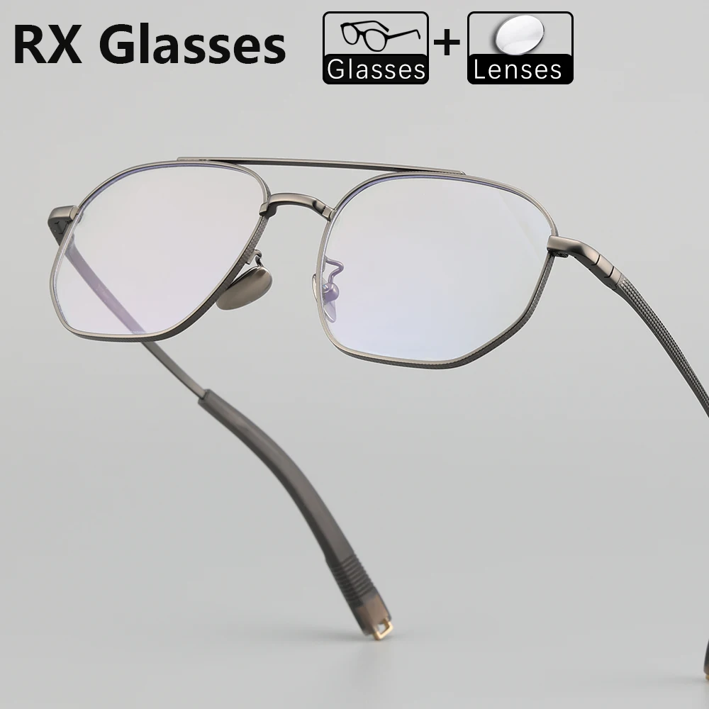 

RX Rectangle Prescription Glasses Men Women Titanium Optical Frame Myopia Lenses Progressive Anti-Reflection Thickened loop