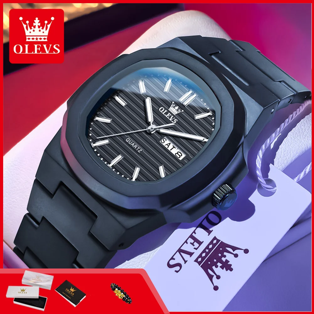 

OLEVS 5627 Watches for Men Simple Casual Man Wristwatch Waterproof Luminous Sport Dual Calendar Resin Strap Men's Quartz Watches