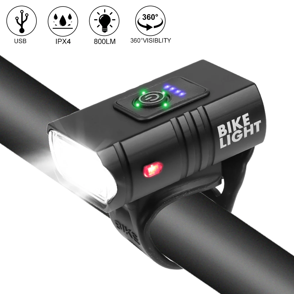 3-1PCS Bike Light USB Rechargeable Safety Bicycle Front Headlight  LED 800LM 6 Modes Bicycle Lamp Outdoor Riding Enssential Tool