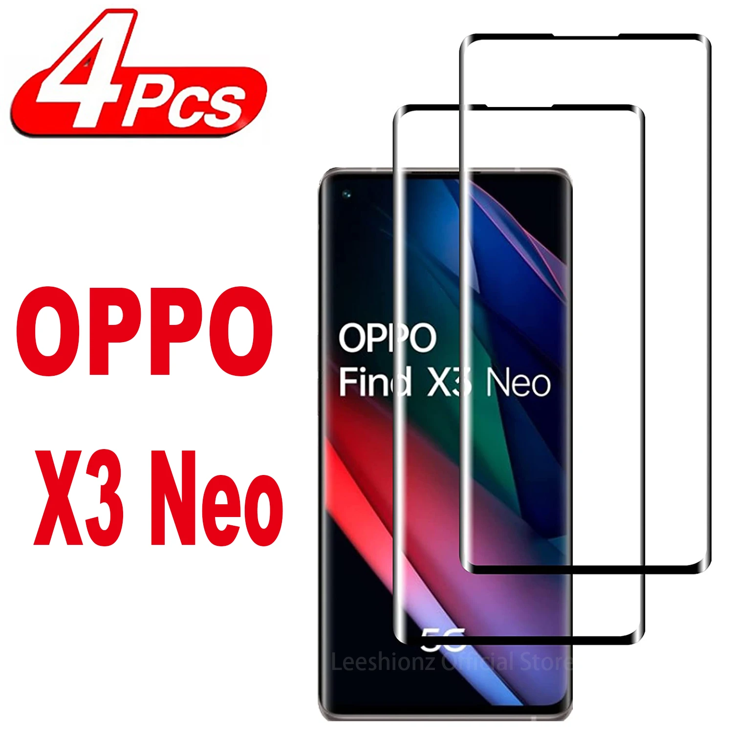 Vetro proteggi schermo 3D da 1/4 pezzi per OPPO Find X3 Neo pellicola in vetro temperato