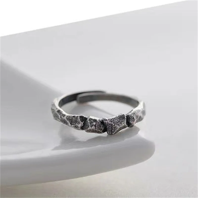 Personality Stone Mountain Pattern Ring For Men Jewelry Adjustable Vintage Relief Ring Male Hand Finger Accessories