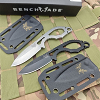 BM 101 Follow-Up Black Plain Blade and Skeletonized Handle with Boltaron Sheath Mini Fixed Blade Portable Neck Knife Multitools