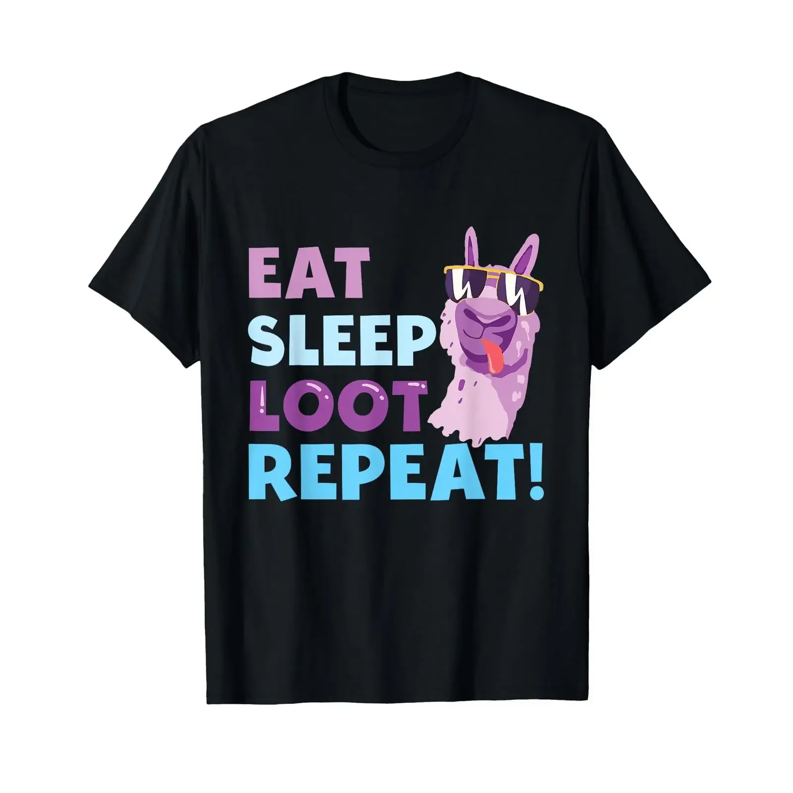 Eat Sleep Loot Repeat Llama Birthday Party T Shirt vintage Washed designer clothes Soft Stylish streetwear homme Casual graphic