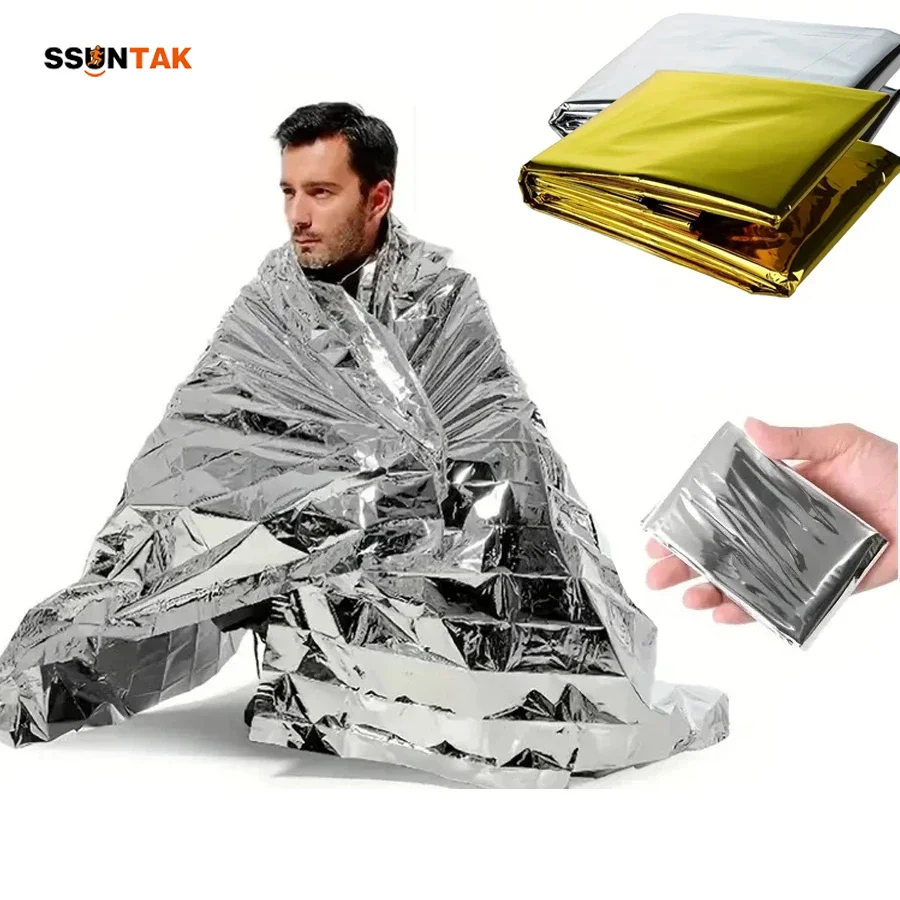 

SSUNTAK Emergency Survival Blanket First Aid Blanket Lightweight Thermal Insulation Waterproof Portable for Outdoor Camp Hike