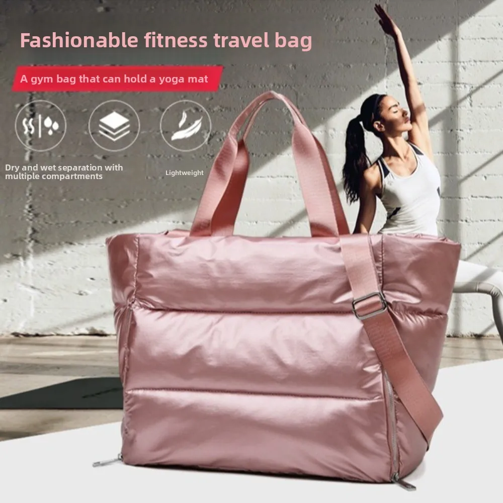 

Простая однотонная дорожная сумка-тоут большой емкости, мягкая спортивная сумка на плечо для спортзала, на молнии, для сухого и влажного разделения, сумка для коврика для йоги, плавания