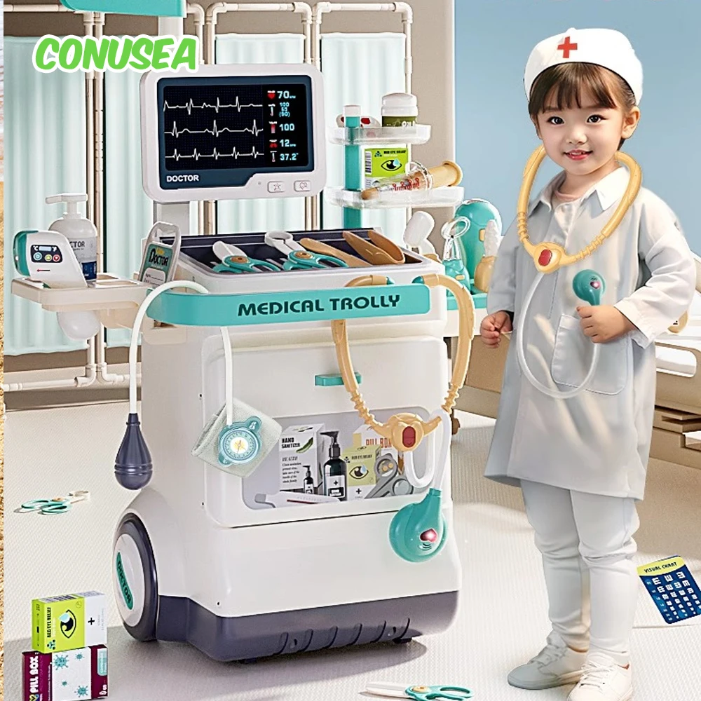 Groot ziekenhuis spelen alsof rollenspel verpleegster arts set voor kinderen jongens meisjes binnenspellen medische kar kit voor kinderen kind baby