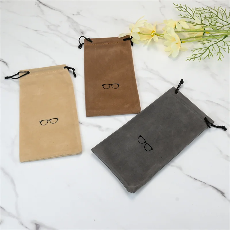 Fashion Portable Glasses Case Eyewear Accessories Soft Eyeglasses Bag Sunglasses Bags Solid Color Drawstring Pouch Bags image 2