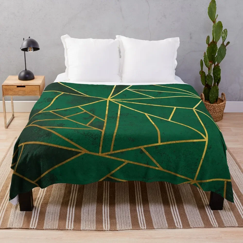 

Emerald Green Modern Geometric Throw Blanket Thermals For Travel Designers blankets and throws Blankets